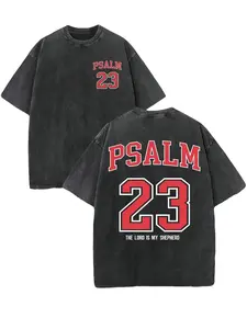 PSALM 23 Christian Shirt,  Vintage Retro Washed Shirt Double Sided Printed (230 Heavyweight Pure Cotton T-Shirt)  High Quality Christian T-Shirt, Christian Gifts, Men's And Women's Shirt vintage t-shir Casual Crewneck Tshirt good graphic tees