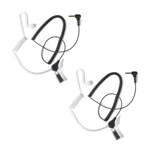 3.5mm Receiver/Listen Only Surveillance Headset Headphone Earpiece with Clear Covert Acoustic Coil Tube Earpiece Compatible with Walkie Talkie Transceivers and Radio Speaker Mics Jacks for Security, Police and Law Enforcement Use(2 pcs)