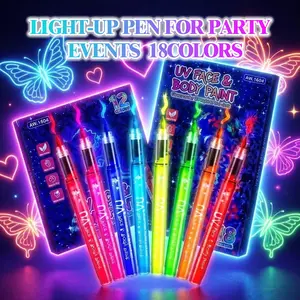 8/12/18 Color Glow Graffiti Pens, Party Markers, Creative Painting Fluorescent Markers, UV Light Glowing Signature Pens, Erasable Easy Clean Makeup