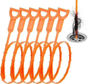 Drain Clog Remover, 25-Inch Drain Hair Removal Tool, Drain Hair Remover Plumbing Snake, Drain Cleaner Hair Clog Remover, Shower Drain Hair Catcher, Easy & Quik to Use on Most Drains - 6 Pack