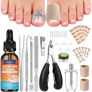 Ingrown Toenail Removal Kit for Youth & Home Use - Nail Care Treatment Pedicure Tools with Corrector Drops, Patch, Clipper, File, Lifter, Easy-to-Apply