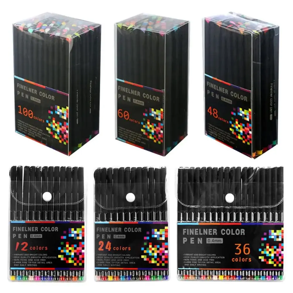 Colored Pencil, 12/24/36/48/60/100pcs Colorful Art Markers Pen, Fine Point Colored Graffiti Doodle Drawing Pen, Coloring Supplies, Office Stationery & Supplies