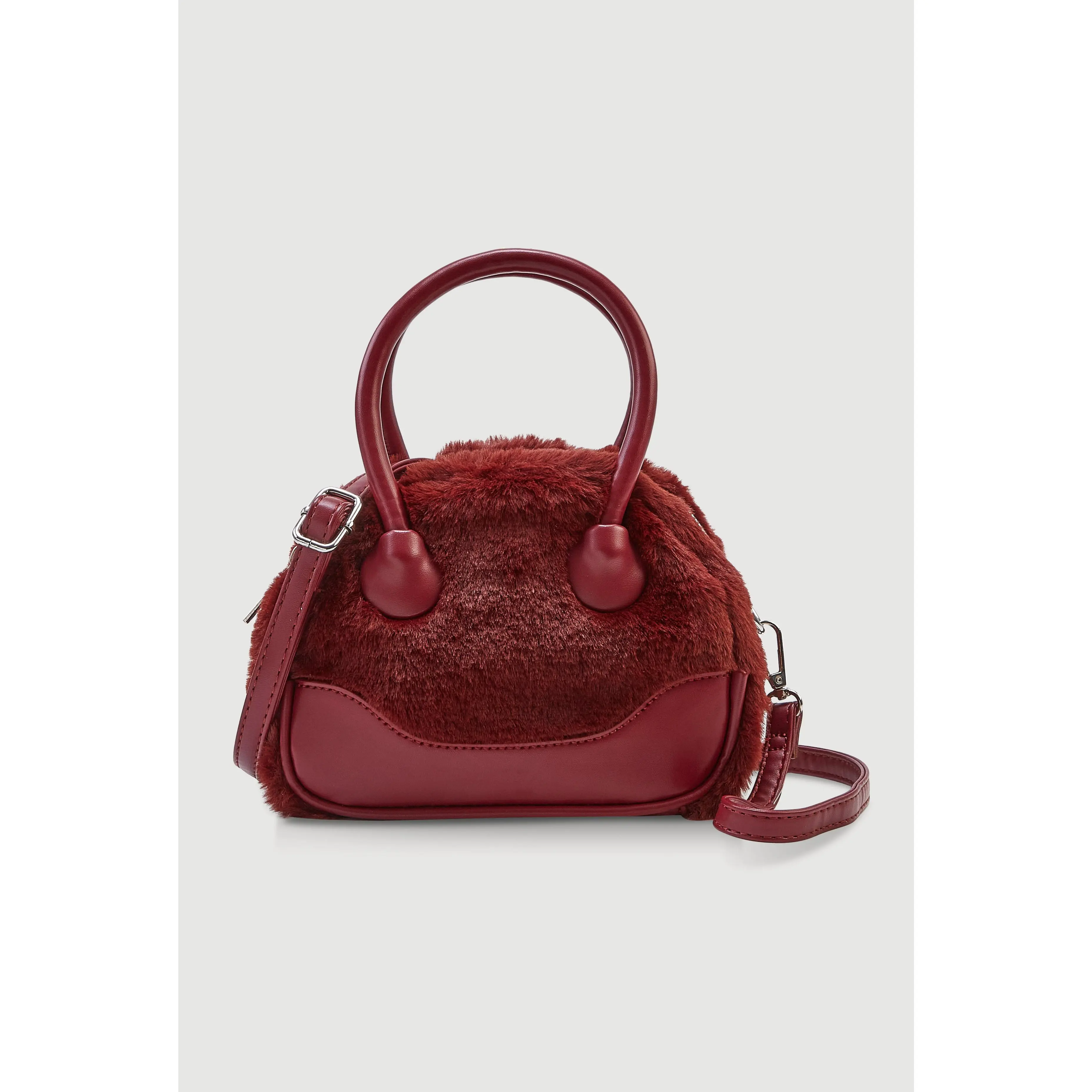 Faux Fur Convertible Crossbody Handbag