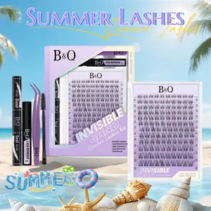 Flora Kit l B&Q Ultra-Thin Invisible Band Natural Look Cluster,Less is More,Featherlight and Wispy Eyelash for DIY Extensions,C Curl 8-18mix Lightweight Fake Lash Makeup Cosmetic Mother Gift #SummerVibes outdoorfun
