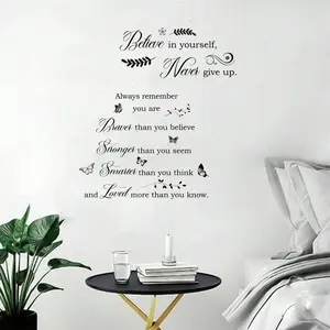 Believe in Yourself Letter Pattern Wall Sticker, Self Adhesive Wall Decal, Decorative Sticker for Home Living Room Bedroom, Ornaments, Self Adhesive Stickers