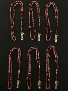 6Pcs Holy Death's Necklace, Rosary Style Beaded Necklace, Chain Necklaces. Collar de la Santa Muerte estilo Rosario Christmas Halloween Gift for Men Women