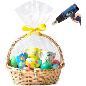 Easter Basket Cellophane Shrink Bags, 24x30 inch, Shrink Wrap Bags Large, Clear (5Pcs)