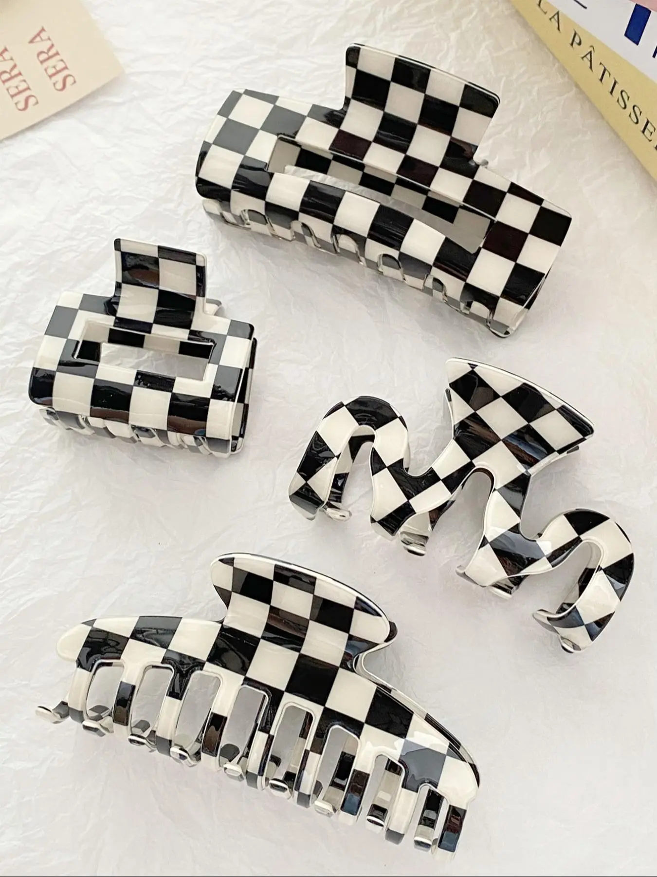 Women's Plaid Pattern Hair Claws, Gifts for Girlfriend, Casual Minimalist Hair Flat Claw Clips, All-match Fashion Hair Accessories for Daily & Party Hairstyle Decor, Barrettes Hair Clips, Hair Clip Set, Decorative Hair Clips
