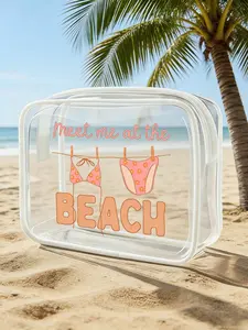 Zippered PVC Waterproof Beach Bag — Featuring Seashell & Starfish Prints | PVC Cosmetic Bag & Travel Organizer — Lightweight Makeup & Toiletry Pouch | Vacation Travel Essential | Mother's Day Gift | Summer Must-Have