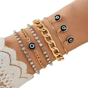 Bohemian Devil's Eye Bracelet Set Design Sense Round Bead Eye Multi-layer Stacking Bracelet for Women Fashion Jewelry david yurman  madison  bracelet