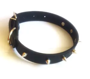 Men Women Gothic Punk Black Leather Spike Rivet Choker Necklace Studded Collar 17"