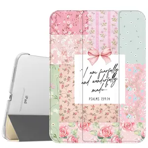 Aesthetic Bible Wallpaper Case for iPad A16 2025 / iPad air 6/ iPad mini 6, Slim Stand Cover with Soft Translucent Frosted Back Pencil Slot, for Samsung Galaxy Tab S9 Tablet Cases