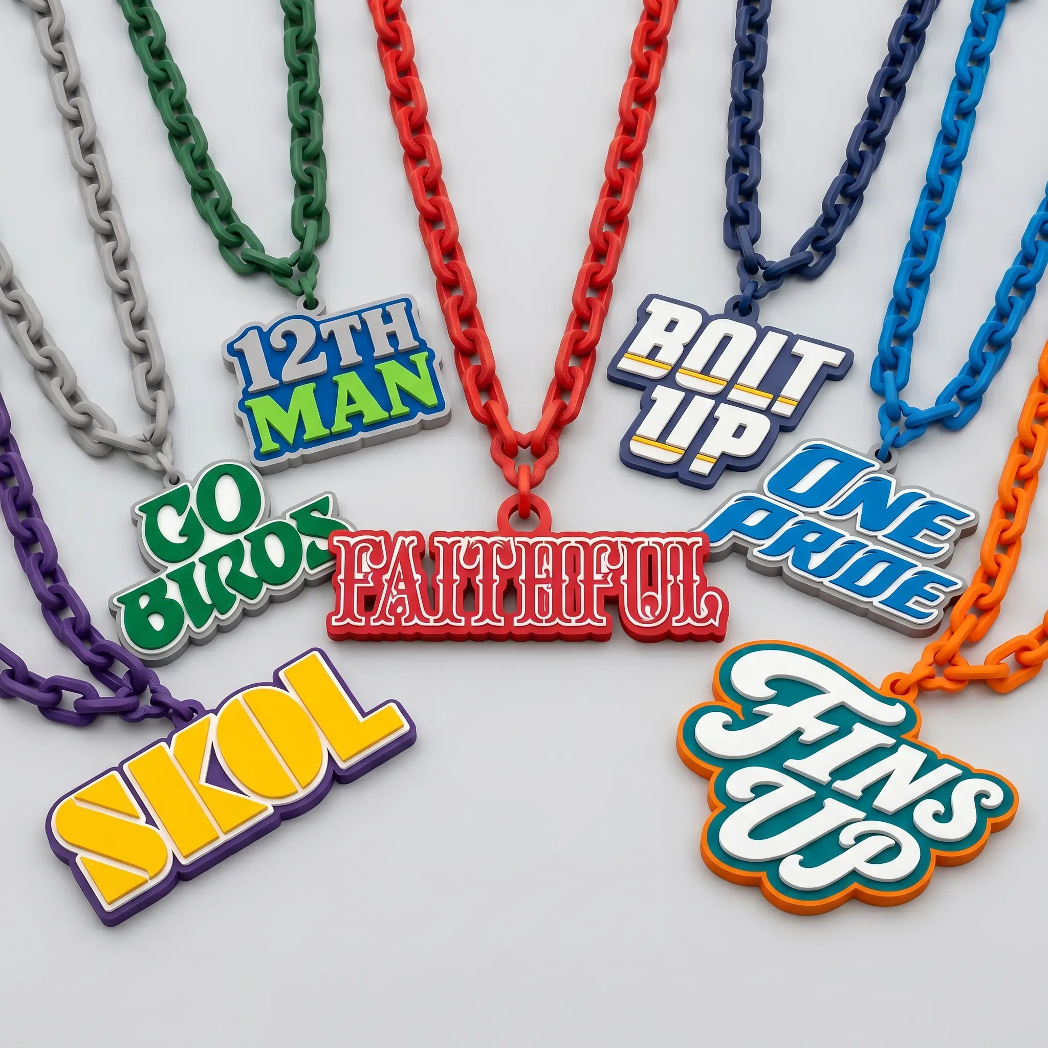 Vintage Style Football Team Oversized Chain Necklaces | Old School Football Hype Chains | 8 Team Collection