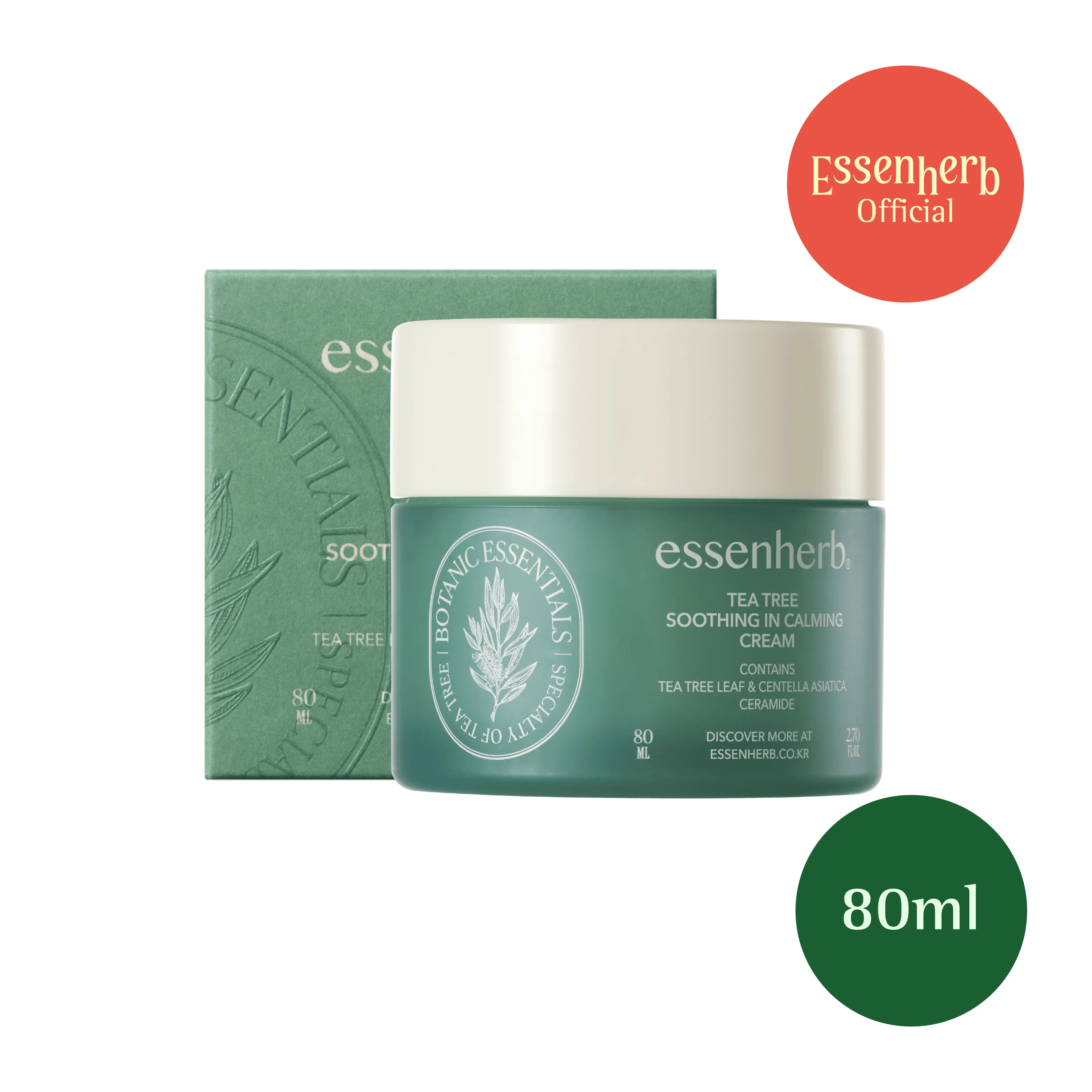 Tea Tree Soothing In Calming Cream – Korean Face Moisturizer With Ceramide, and Centella For Sensitive or Dry Skin – Non-Comedogenic, Lightweight Daily Hydration Cream (80ml / 2.70 fl.oz)