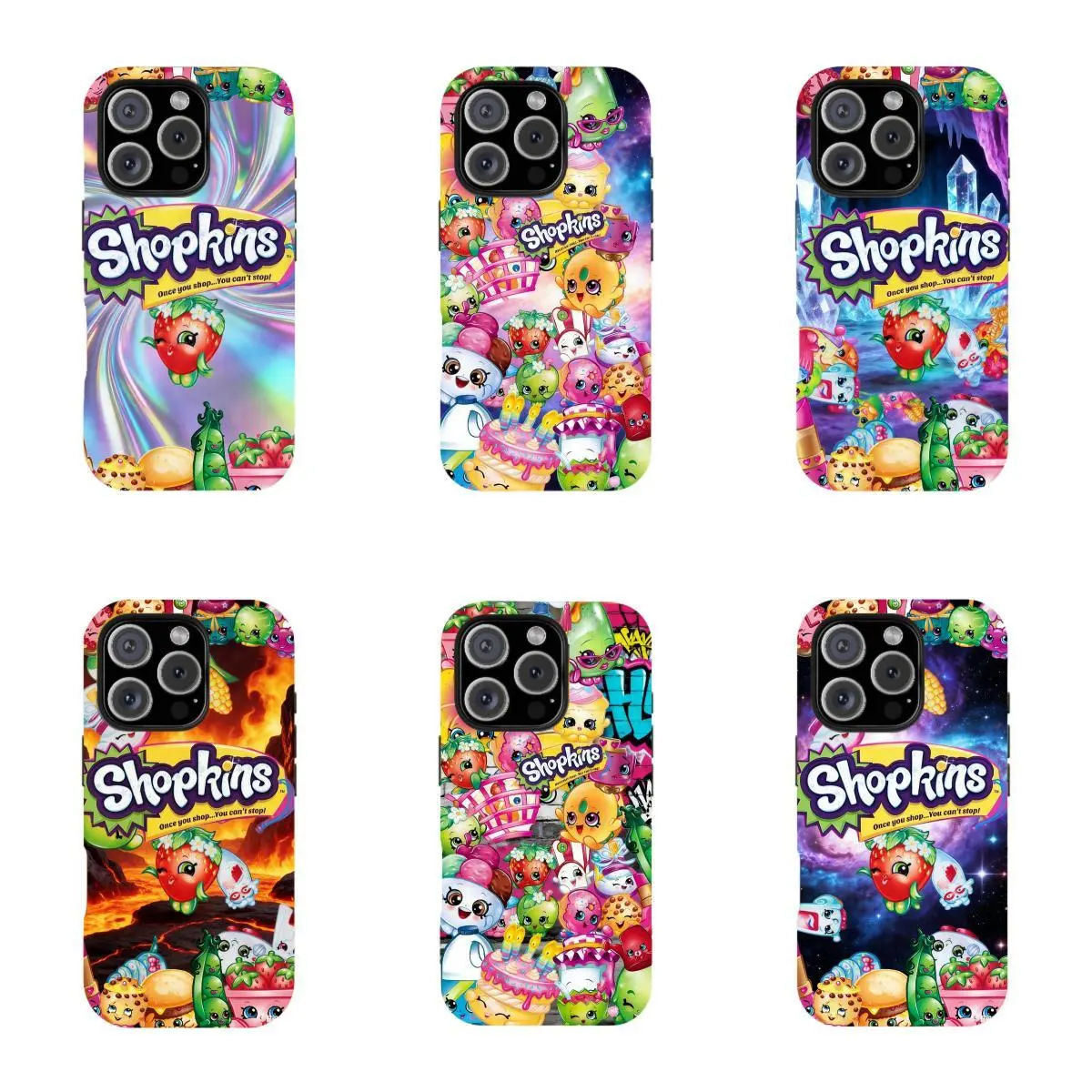 Shopkins Cartoon Print Smartphone Case - Handheld Cellphone Protection for iPhone 11-17 Pro Max/Plus Devices, Casing