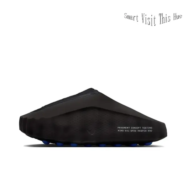 All-Black Fuzzy Foam Mules with Blue Studded Outsole, Chunky Slip-On Clogs with Perforated Faux Fur Upper, Trendy Streetwear Footwear for Bold Urban Style
