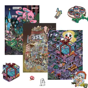 Twisted Fairy Tale Series – 3D Scene Sticker Kit,DIY Dark Diorama for Room Decor & Display,Horror Aesthetic Gift for Alt & Dark Art Lovers,PET Sticker Set