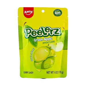 Amos Sweets Green Apple Gummy Candy - Real Fruit Juice Chewy Snacks 170g