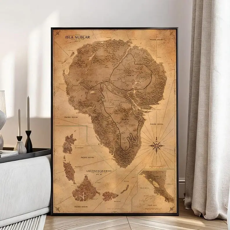 Jurassic Park Map Poster: Movie Lover Wall Art Unframe