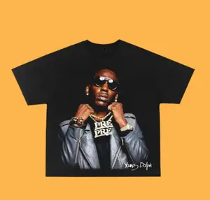 Young Dolph T-shirt, 90s hip hop concert style with bold portrait graphic