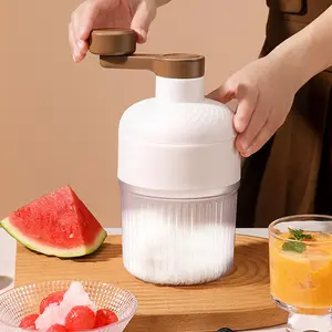 Manual Ice Shaver with Free Ice Tray, Compact Non-Electric Snow Cone Maker, Hand Crank Ice Crusher for Home Use, DIY Shaved Ice Machine