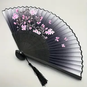Flower Pattern Hand Fan, Flower Design, 1 Count Vintage Style Handheld Fan with Tassel, Portable Fan for Home Decor, Dance Performance, Party Favors, Artistic