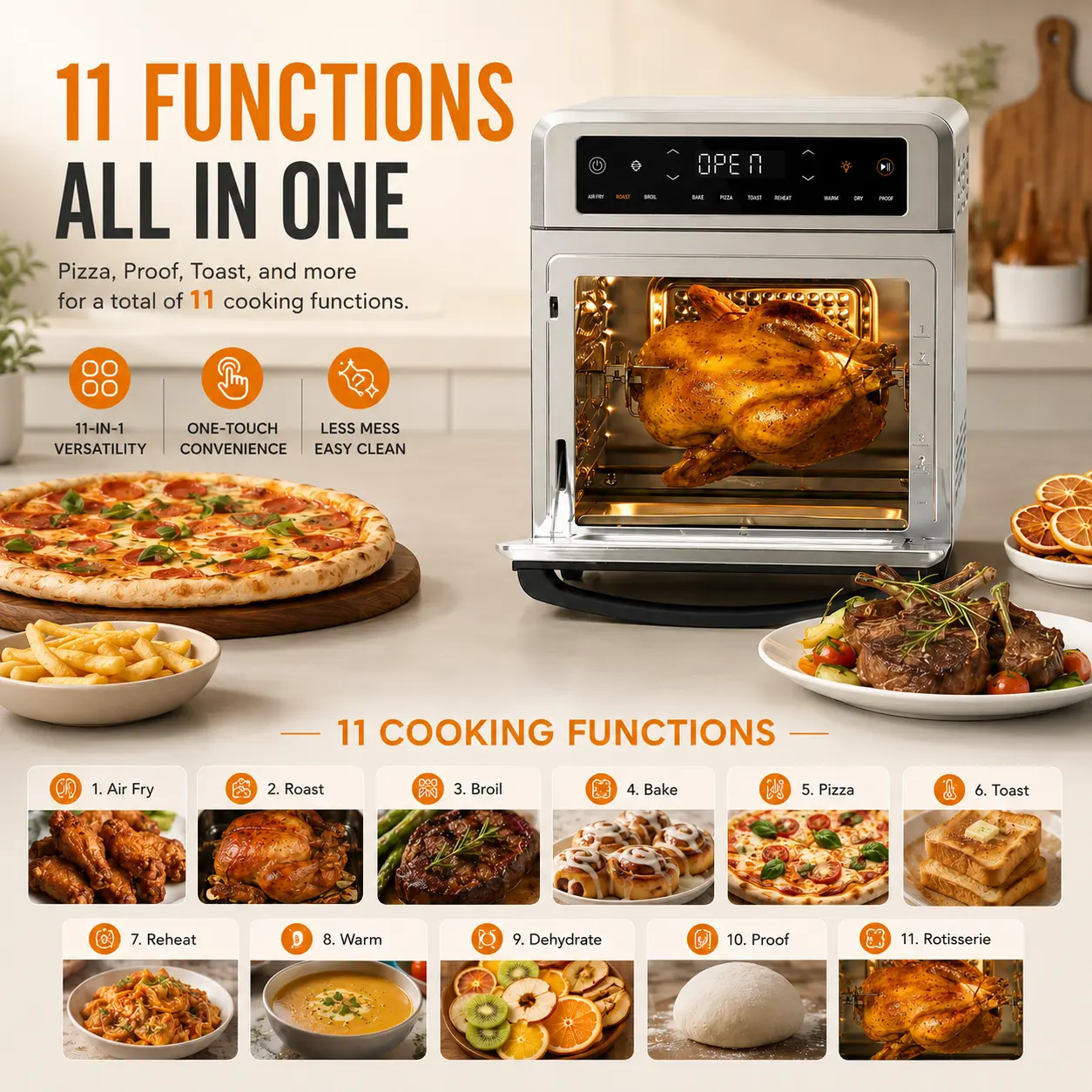 COSORI R121 11-in-1 Air Fryer Oven , 13Qt Small Footprint Airfryer combo with Rotisserie, Toast, Bake, Roast, Reheat Functions and more, Recipe Book & 6 Accessories Included, Perfect for Small Contertop DealsForYouDays, SummerWins