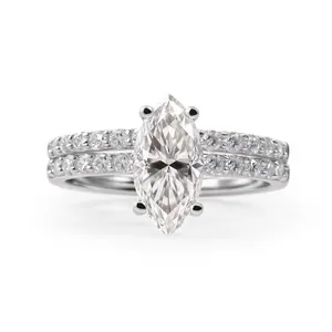2.5ct Beyond the Horizon Ring Wedding Set Stacking Ring Marquise Cut VVS Synthetic Moissanite Ring Jewelry S925 Sterling Silver Band Perfect Birthday Engagement Wedding Anniversary Christmas Valentine's Day Gift