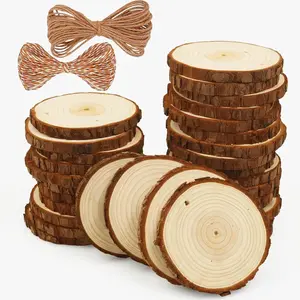 Slices 30 count 2.4-2.8 Inches Craft Unfinished  Kit Predrilled Wooden Rounds with Bark,  Circles with Hole,  Slices for Crafts Ideal for DIY Projects, Christmas Ornaments