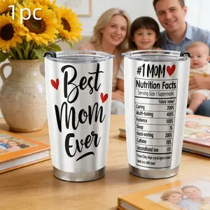 20oz Best Mom Ever Stainless Tumbler | Nutrition Facts Print | Keep Drinks Hot/Cold All Day! Perfect Mother's Day Gift from Kids! Drinkware