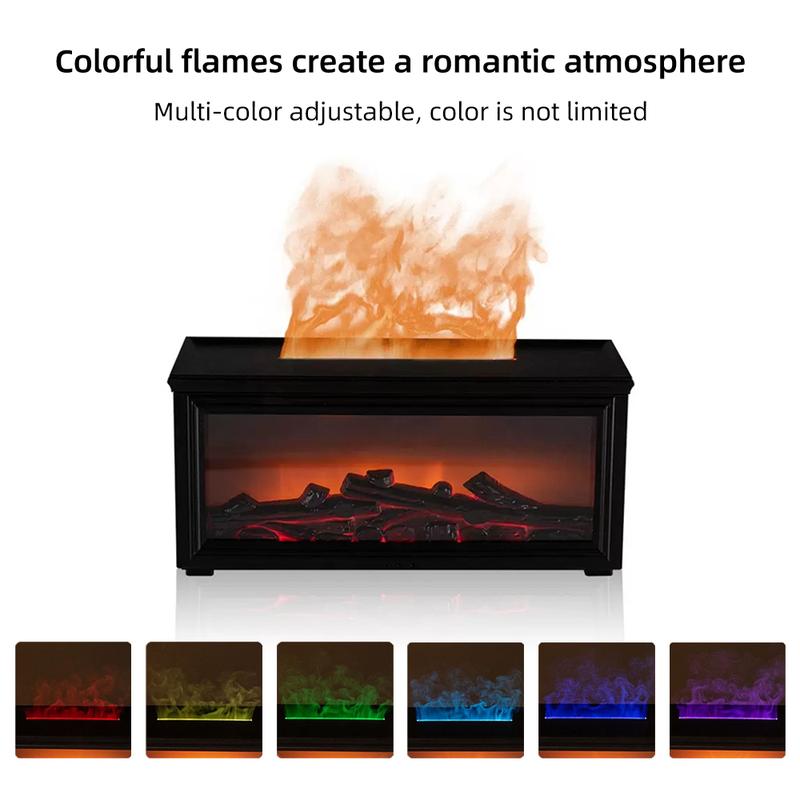 Plastic Flame Diffuser Humidifier for Home - Halloween & Christmas Room Decor, Aromatherapy Machine with 7-Color LED Flame Effect, Remote Control, Cool Mist, Air Purifier, Auto-Off Feature for Women