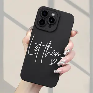 Let Them" Letter and Heart Pattern Phone Case, TPU Shockproof Full Protection Case, Compatible with Apple iPhone 17/16/15/14/13/12/11 PRO MAX PLUS AIR E XS and PROMAX MINI, Ideal Gift for Friends and Family, MS1193
