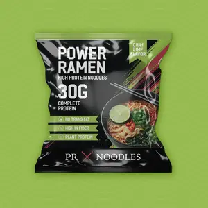 PR X Noodles - Chili Lime V2 High Protein Instant Noodles 30g Protein 4 Pack Vegan Vegetarian Meals No Trans Fat High Fiber Plant Protein