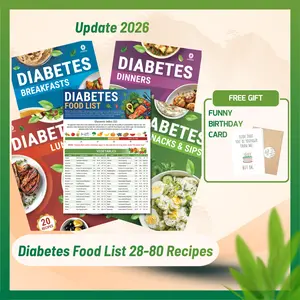 [Gifts] Diabetes Food List Charts & Meal Planner (28-80 Recipes) | Laminated Diabetes Diet Plan for Type 1 & Type 2 | Foods to Eat & Avoid with Serving Size, GI, Net Carbs & Calories