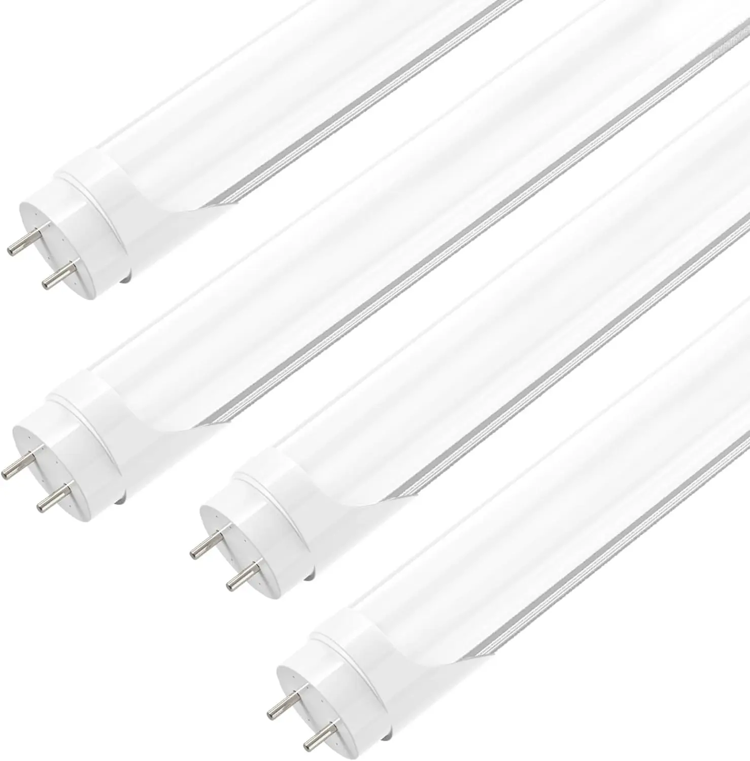 JESLED 4FT LED T8 Type A+B Tube Lights, 24W(65W Equivalent), 3072LM, 6000K, Single or Double End Powered, Plug and Play or Ballast Bypass, 4 Foot T10 T12 Fluorescent Bulbs Replacement, Frosted(4-Pack) G13 Bi-Pin