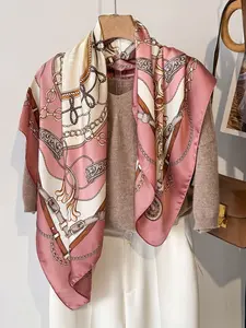 Versatile Chain Design Boho Style Scarf for Winter, Neck Warmer Shawl Headscarf, Perfect for Travel Dating Photography Decoration