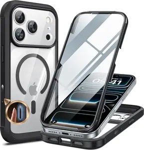 Miracase Magnetic Case for iPhone 17 Pro Max (6.9”) – Full-Body Protection with 9H Built-In Glass Screen Protector & Camera Control | MagSafe Compatible | Drop-Proof | Classic Black