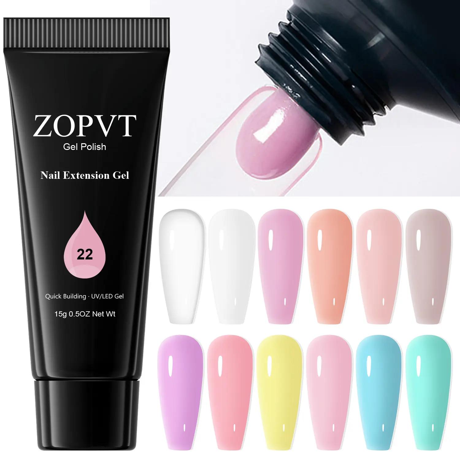 Zopvt Nail Extension Gel, Extend Gel, Acrygel, 15g, Transparent Color, Nude, Blue, Easy-To-Use Salon Nail Art Supplies