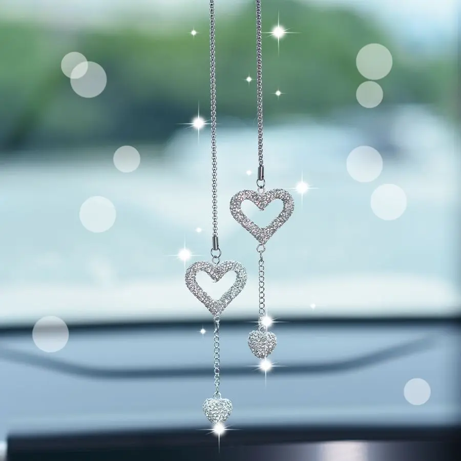 Women's Bling Car Accessories, New Romantic Star Wish Car Hanging Ornament, Handmade Rhinestone Luxury Rearview Mirror Clip, Car Decor Gift, Car Decoration, Car Ornaments