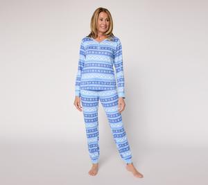MUK LUKS Petite Cloud Knit Henley Printed Pajama Set