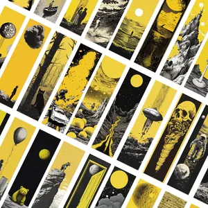 Landscape Pattern Bookmark, 30pcs/set Abstract Art Label Stickers, Decorative Bookmark, DIY Decorative Card, Reading Gift for Book Lover, Decal Sticker, Adhesive Stickers