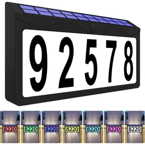 Solar Address Sign, Lighted Address Plaque Outdoor , Illuminated RGBW Color Address Numbers, House Numbers for Home Street Mailbox Outside