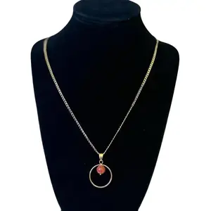 Cadena corte brillo de 2mm size 20 con dije de aro y puede venturina