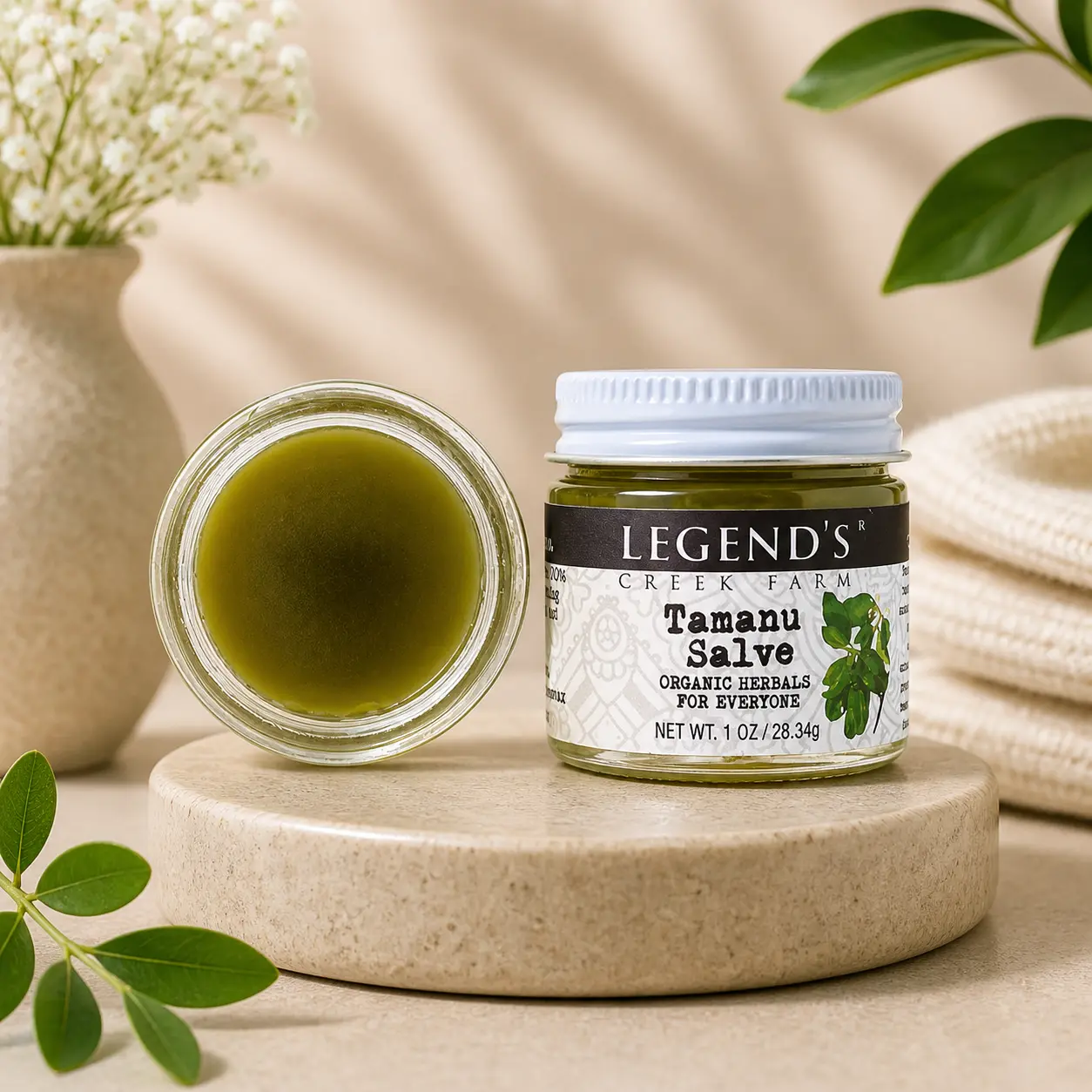 Organic Tamanu & Hemp Herbal Care Body Balm, Healing Oil-Infused Body Moisturizer for Skin Repair, Moisturizers, Healing Body Balm