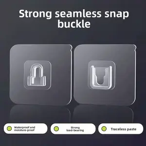 No-Drill Invisible Wall Hook Sticker Mounting Bracket Universal Adhesive Hanger Clip with Strong Seamless Snap Buckle Waterproof Moisture-Proof Traceless Paste for Home Office