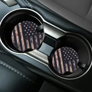 Multipurpose Car Coaster, 2 Counts American Flag Pattern Car Cup Holder Coaster, Universal Car Interior Decoration Accessories for Men & Women