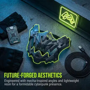 Anime Mechanical Half Face Mask, Japanese Anime Fierce Monster Tiger Skull Style with Mechanical Beak, Cool Sci-Fi Cyberpunk Design, for Cosplay Masquerade Halloween Dance Party Costume Prop paperwhite Full Mexican Set Portable sprinkle cake dream mask