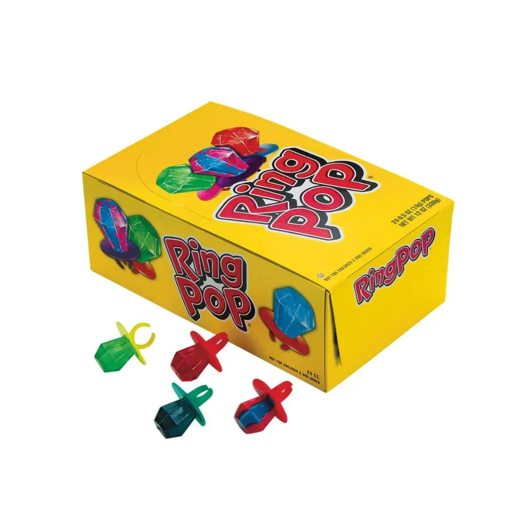 Ring Pop Assorted Fruity Wearable Hard Candy Pops – 24 Count, 0.5 oz Each