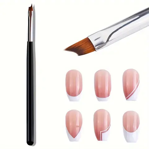 1PC French Tips Oblique Nail Brush Black Handle Half Moon Shape UV Gel Nail Painting Drawing Pen Manicure DIY Design Tools, Nail Art Tools, Nail Art Supply, Manicure Supplies