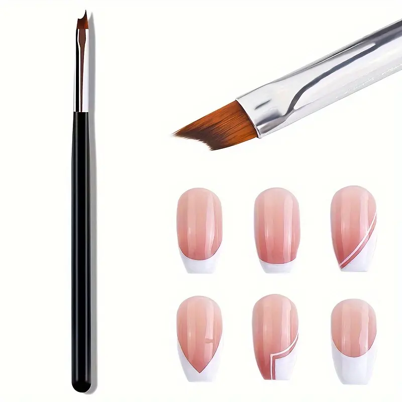 1PC French Tips Oblique Nail Brush Black Handle Half Moon Shape UV Gel Nail Painting Drawing Pen Manicure DIY Design Tools, Nail Art Tools, Nail Art Supply, Manicure Supplies
